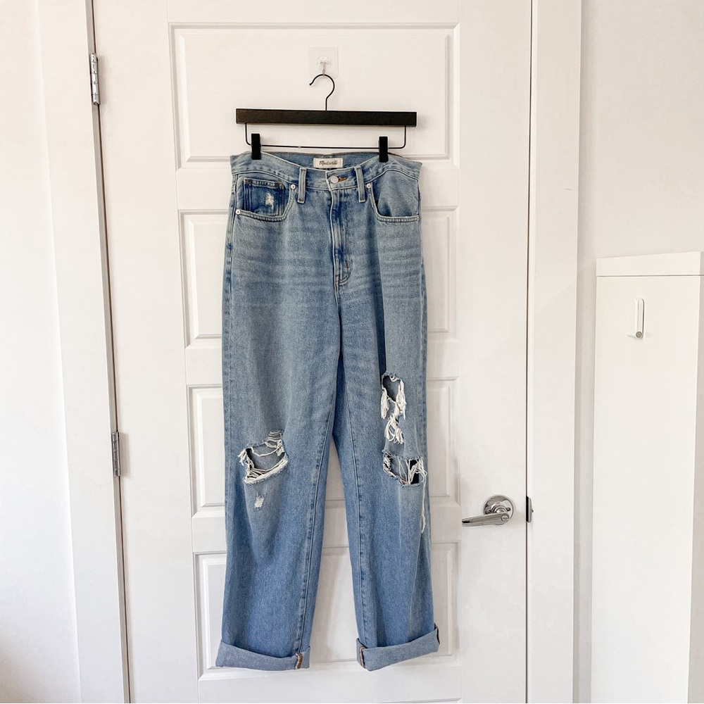 Madewell Baggy Straight Jeans Earlhurst Wash Ripped Edition